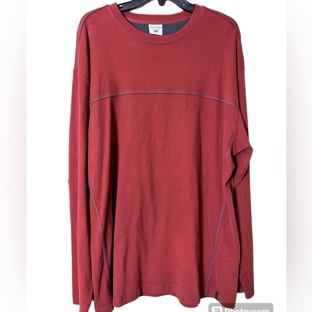 Vintage Columbia Long Sleeve Cotton Crewneck Sweater Rust XL Rugged‎ Outdoor